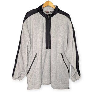 Winner Gray and Black Half-Zip Fleece Pullover Men's Size 2XLT